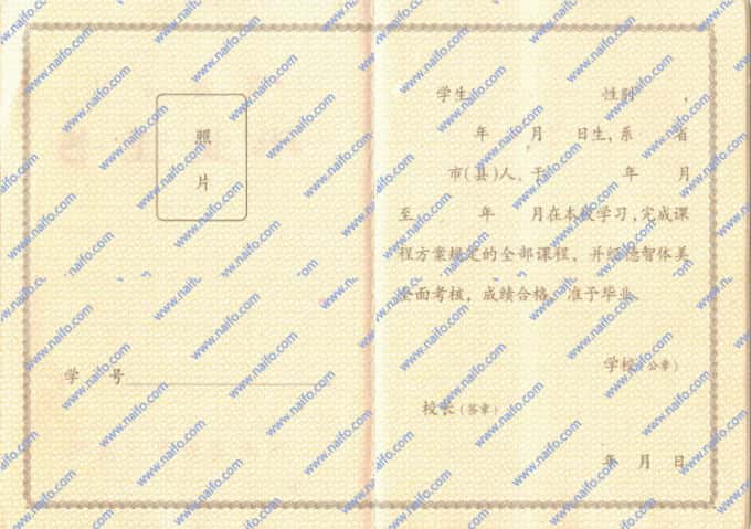 2000年以后河南省普通高中毕业证样本图片