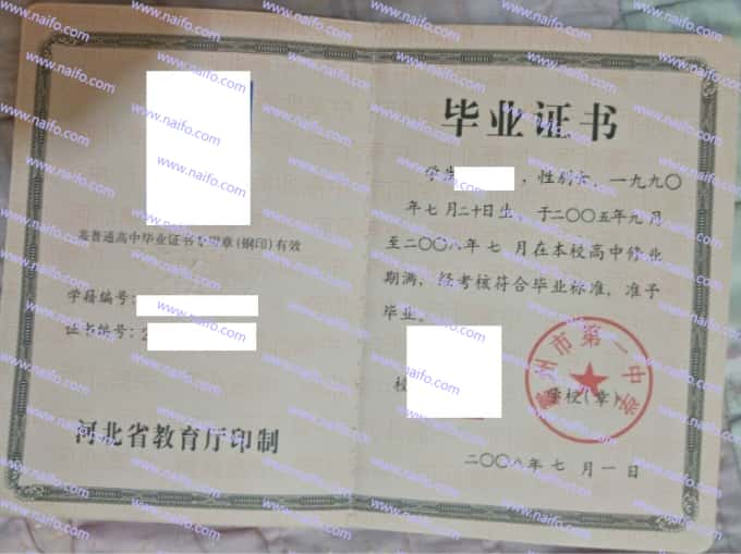 霸州市第一中学毕业证样本图片